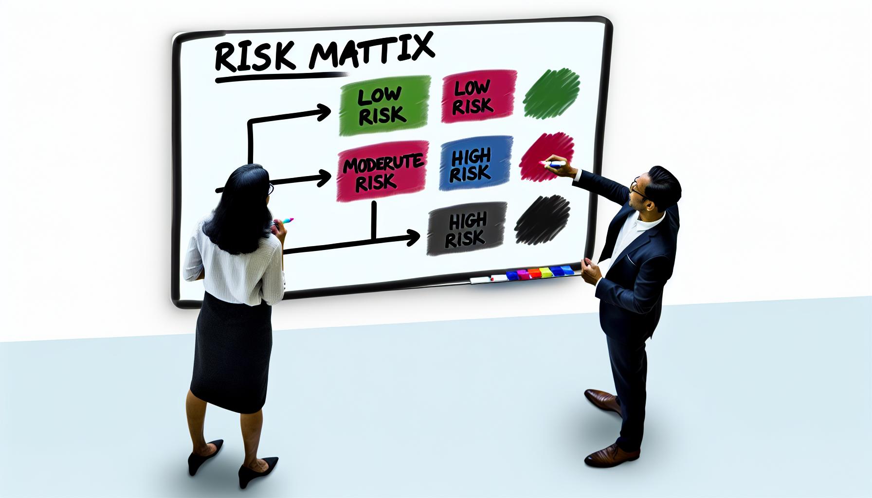 Menschen diskutieren eine Risk Matrix